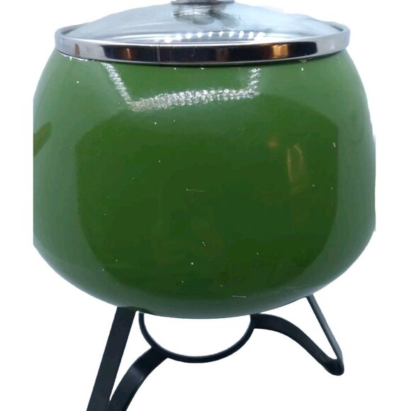 Vtg. MCM Fondue Pot Avocado Green Japan With Chantal Marked Lid READ Description - Picture 6 of 16